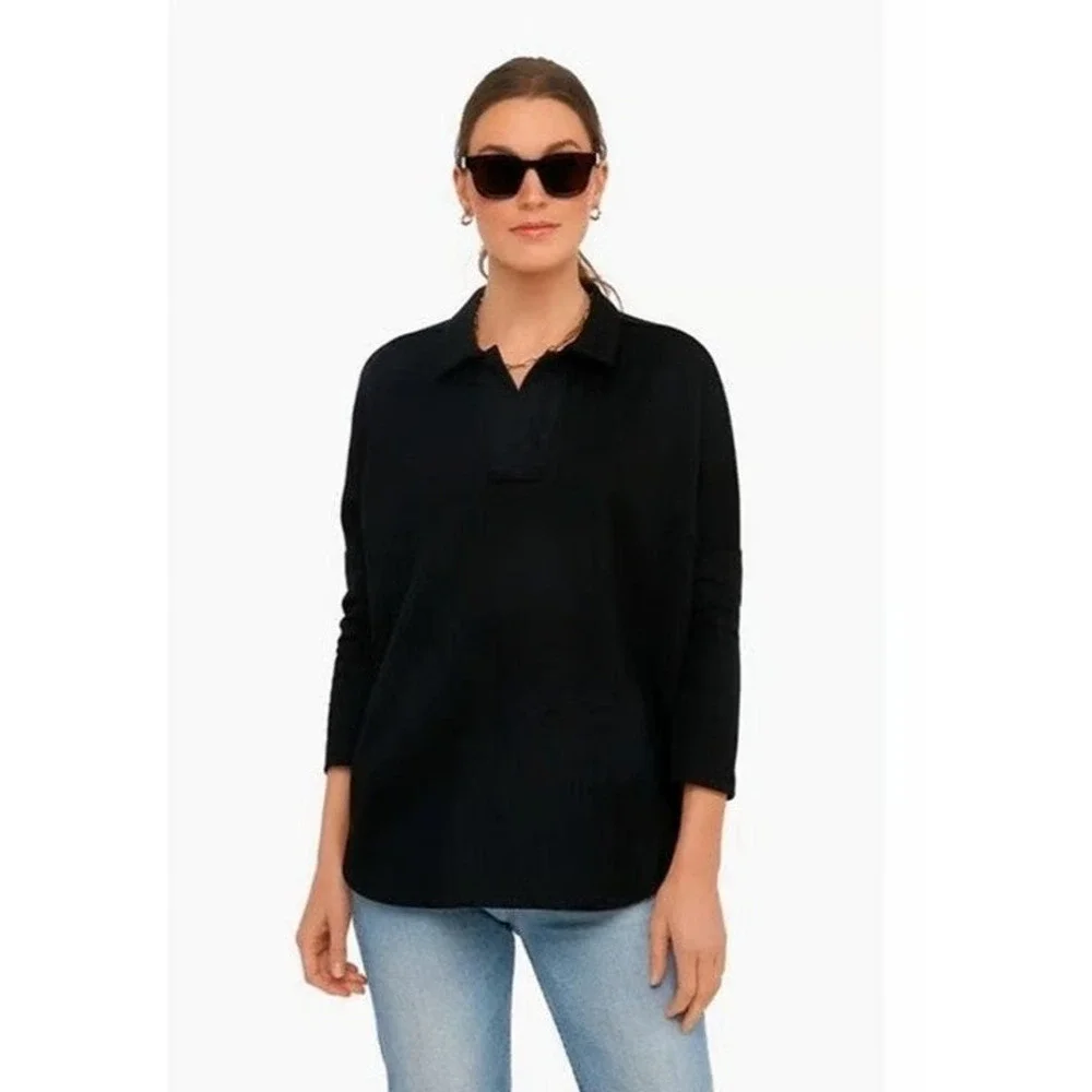 Tuckernuck x Pomander Place Black Easy Polo Swing Sweatshirt Size M/L Top - Picture 16 of 16